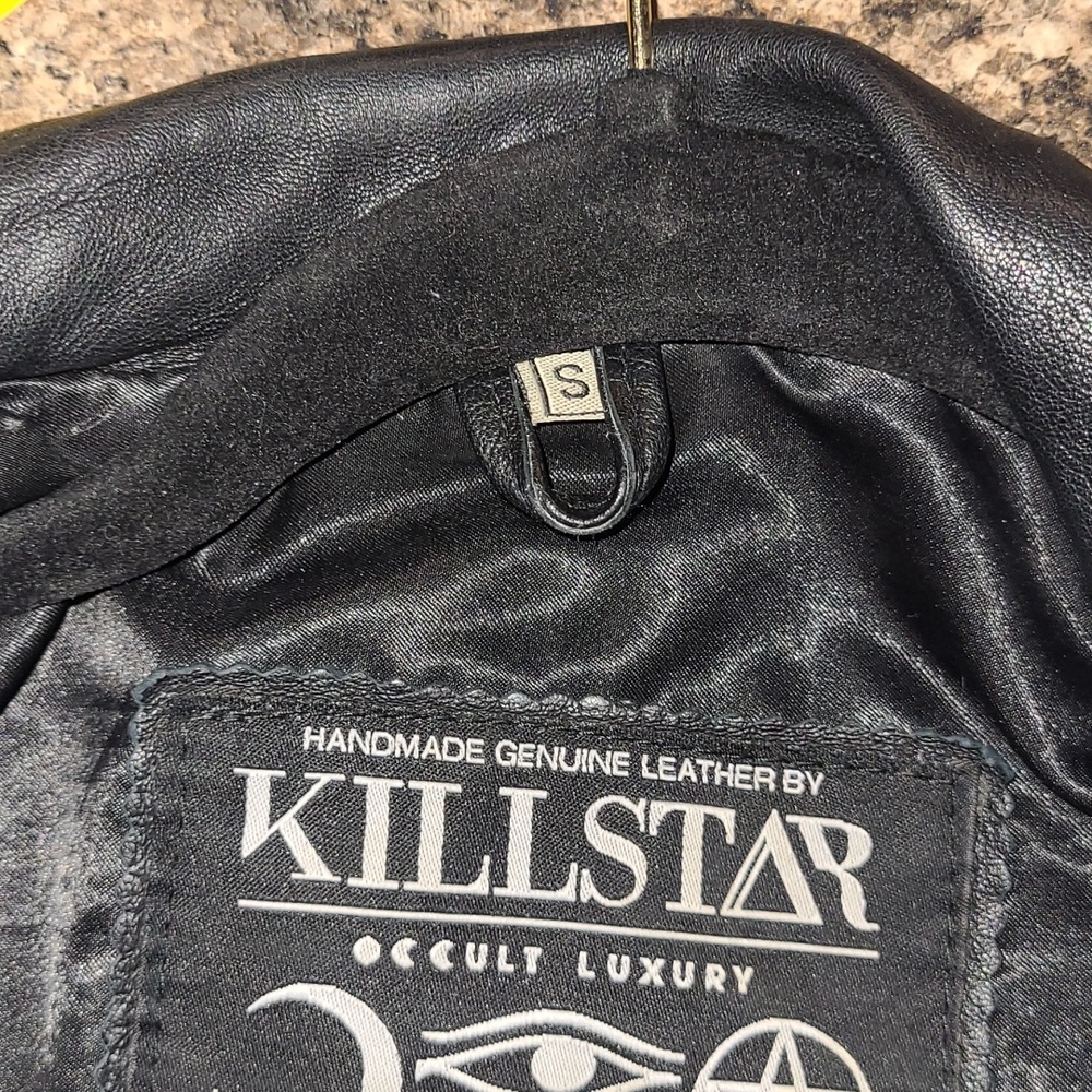 Killstar Black & White Real Leather Jacket - Picture 7 of 11